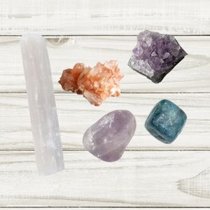 💎 CRYSTALS GEMSTONES SELENITE APATITE AMETHYST  STILBITE CLUSTER WAND